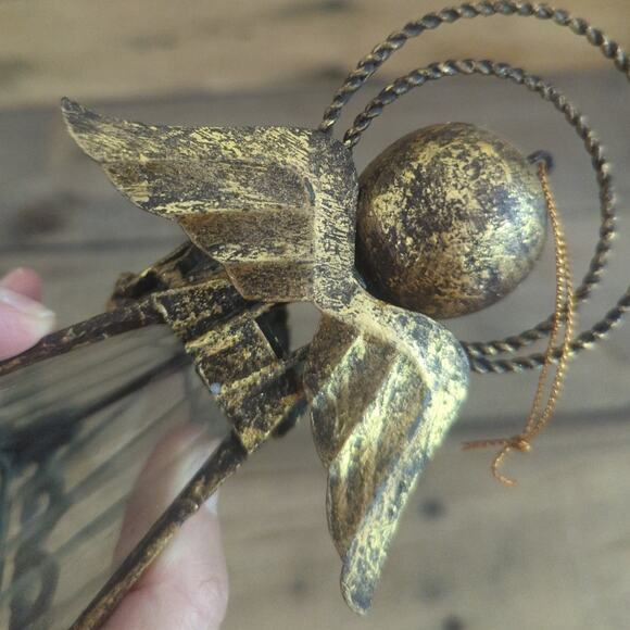 Vintage Glass and Metal Angel Candle Cover / Christmas Tree Ornament - Picture 5 of 10